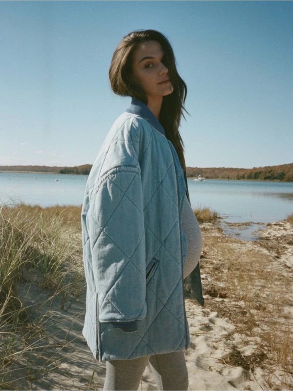 Hatch The Emi Light Blue Quilted Oversized Jacket - Women